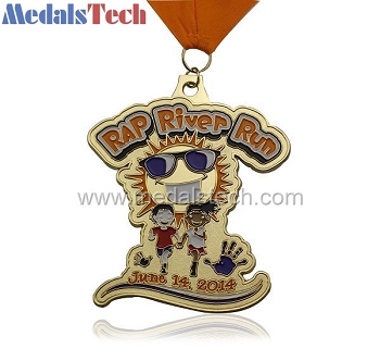 gold plated custom metal running medal