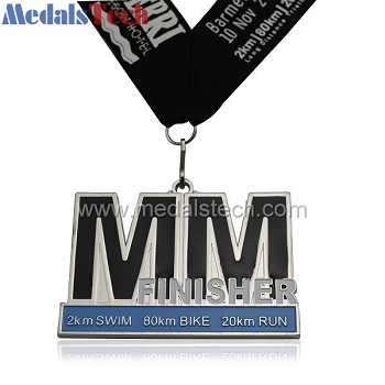 Custom novelty letter shape swimming medals with lanyards