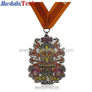 Custom antique silver cheap unique colorful medals