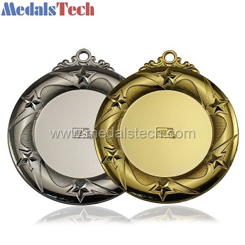 Custom round shiny gold and silver medals for sports