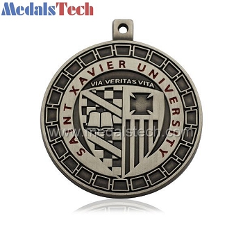 Custom round shape antique silver academy medals for university