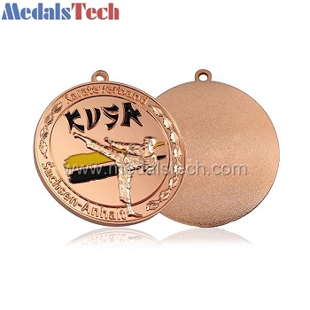 Custom cheap copper plating 3d finish karate medals for club