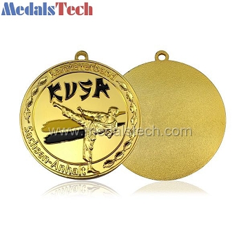 Custom cheap gold plating round 3d karate medals