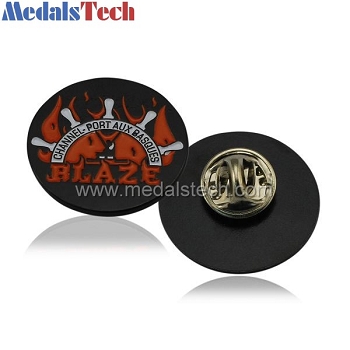 Round shape custom die struck black plating soft enamel lapel pin