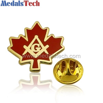 Gold plating cheap leaf lapel pin with soft enamel filled