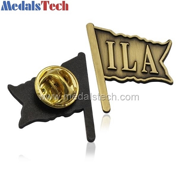 flag shape custom cheap antique bronze lapel pins