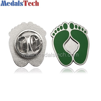 Custom cheap silver foot shape lapel pins