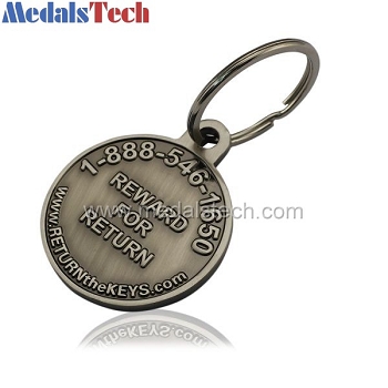 Round novelty cheap antique znic keychains