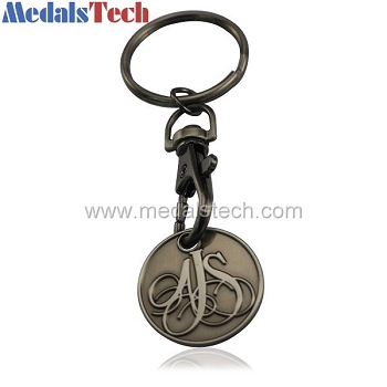 Custom cheap die struck antique trolley coin keychain