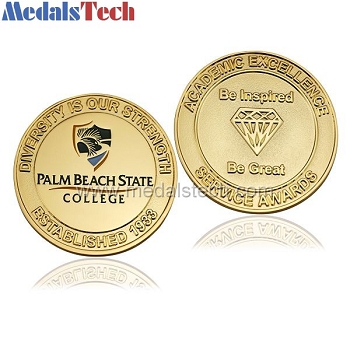 Custom gold plating novelty colleage challenge coins