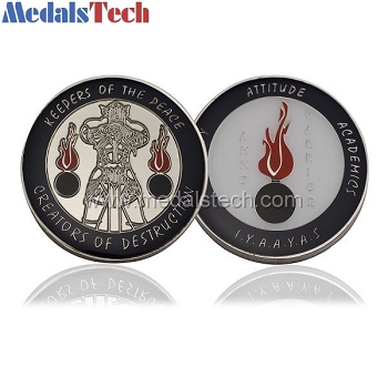 Silver unique bomb challenge coins with epoxy domed