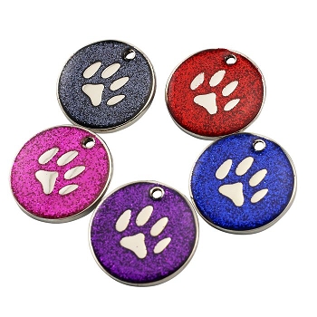 Die struck iron custom glitter paw pet tags