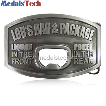 Die cast znic alloy custom antique silver belt buckle bottle opener