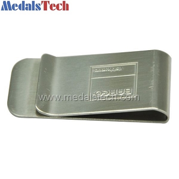 Metal cheap custom stainless steel money clips with debossed logo