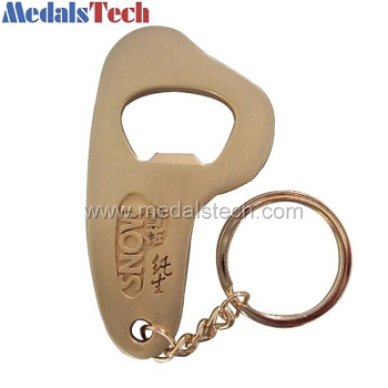 Die cast cheap znic alloy gold plated bottle opener keyring