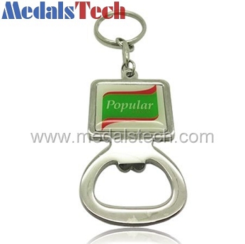 Promotional metal custom keyring bottle opener with printed logo