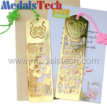 Fashion customized bronze gold plating bookmark