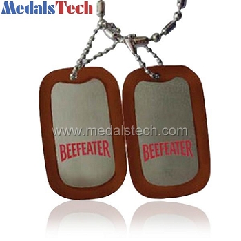 logo  printed medal dog tag with silicone wrap