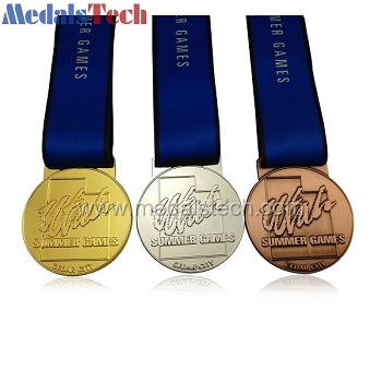 Die cast znic alloy cheap game medals with sublimated ribbon