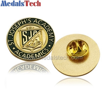 Round shape cheap custom znic alloy academy lapel pin