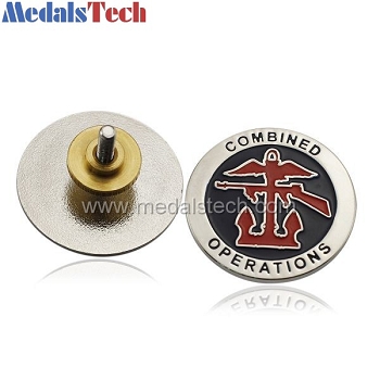 Round custom unique novelty lapel pins with screw on backside
