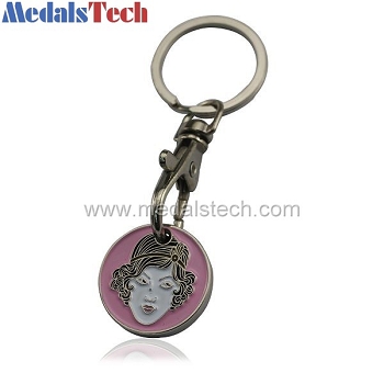 2015 hot selling cheap trolley coin keychain
